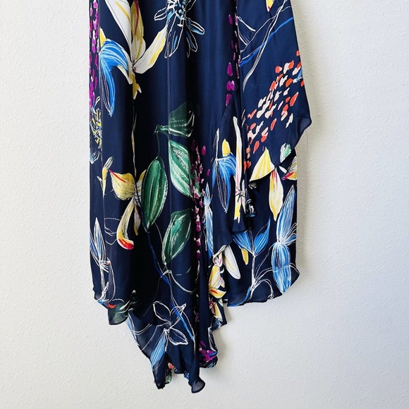 Parker Julieta Blue Floral High Neck Asymmetrical Dress - Picture 4 of 7